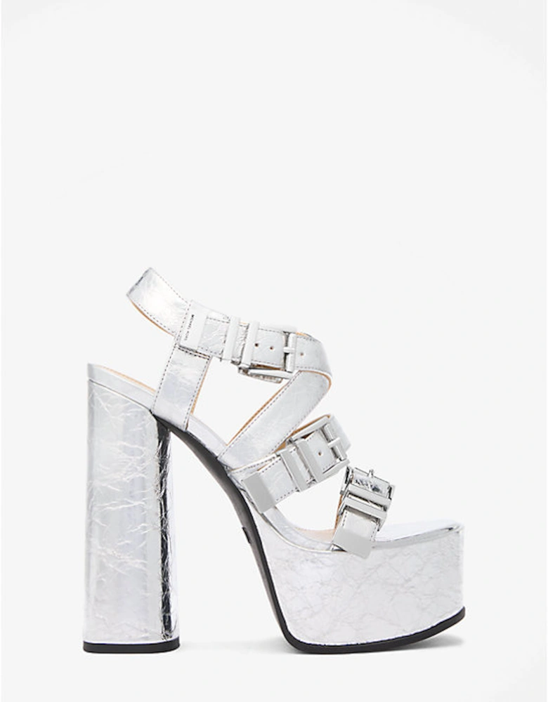 Darrington Crackled Metallic Leather Platform Sandal