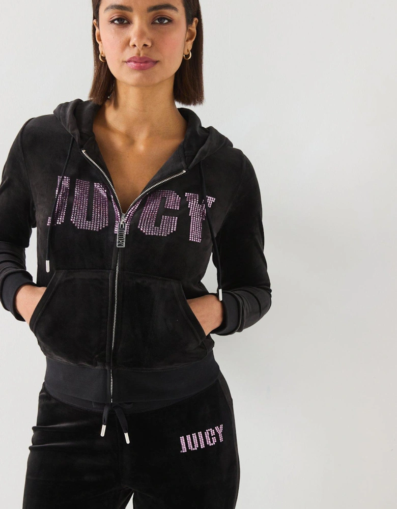 Evy Impact Diamante Hoodie - Black