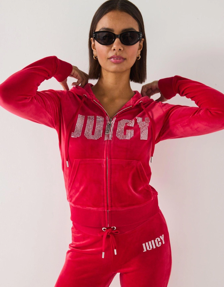 Evy Impact Diamante Hoodie - Red