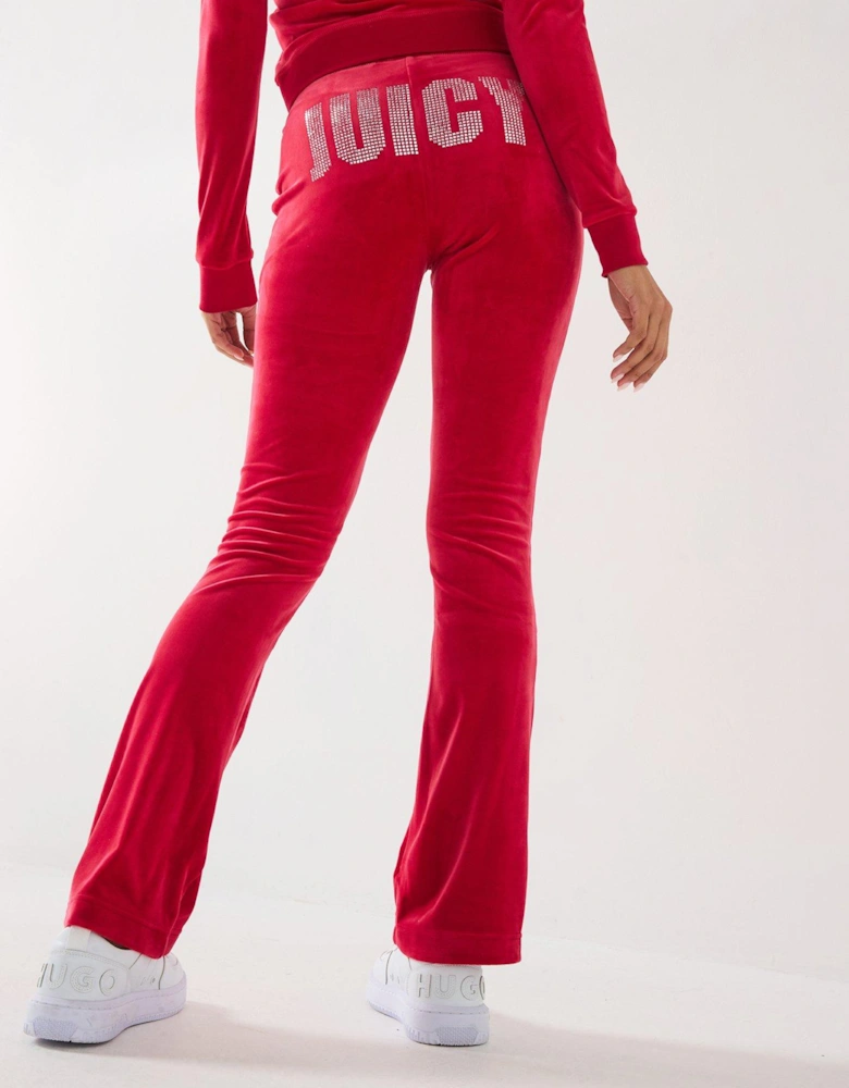 Impact Lisa Low Rise Diamante Joggers - Red