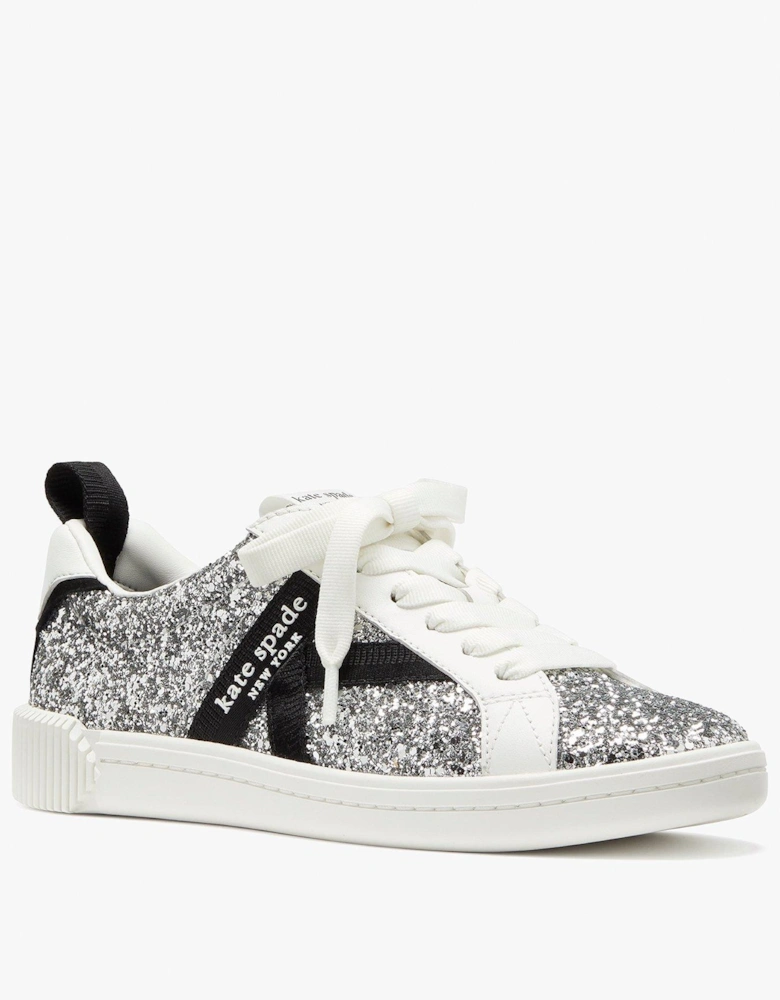 Signature Lace Up Sneaker Glitter - Silver