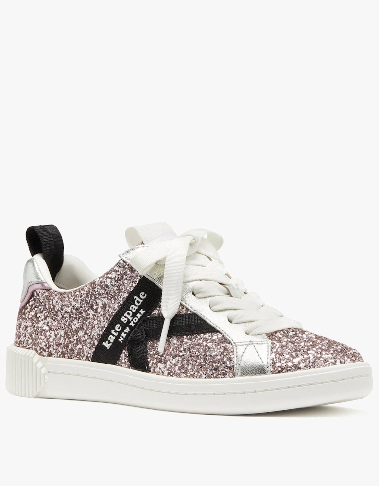 Signature Lace Up Glitter Sneaker - Violet