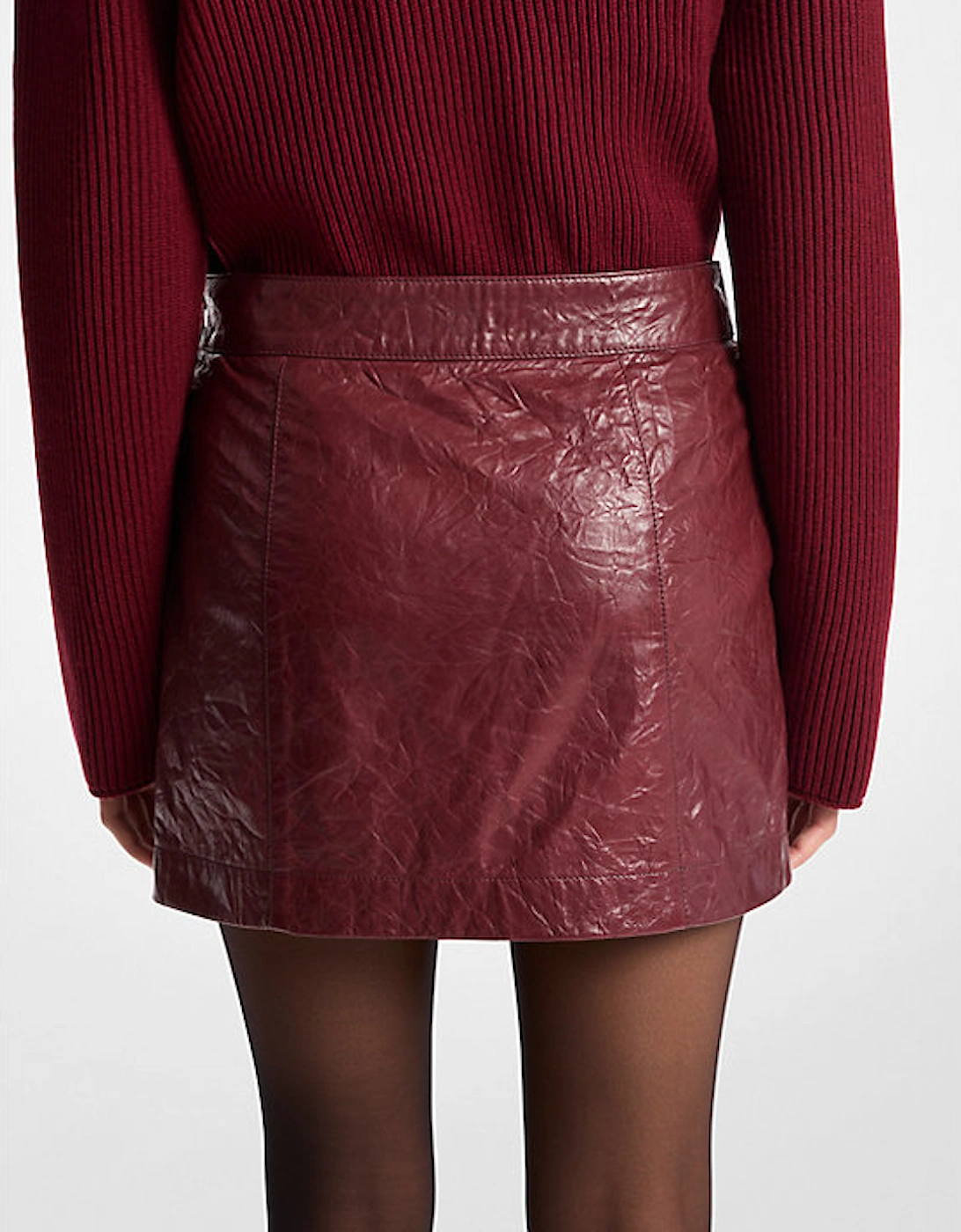 Washed Leather Mini Skirt