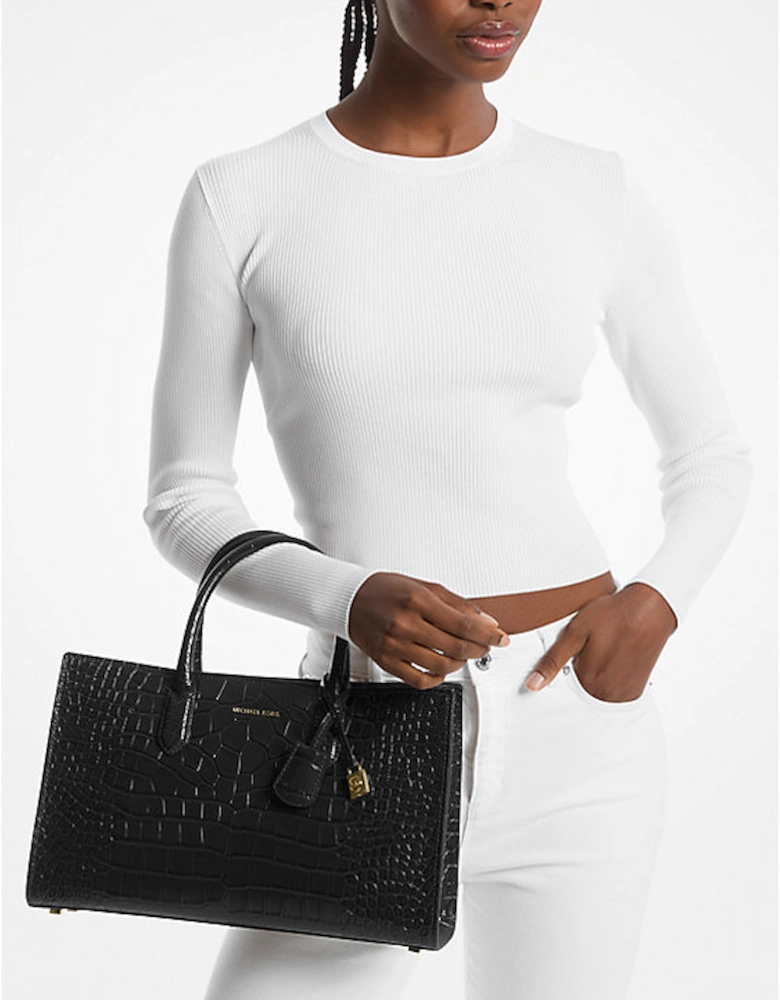 Scarlett Medium Crocodile Embossed Patent Leather Satchel