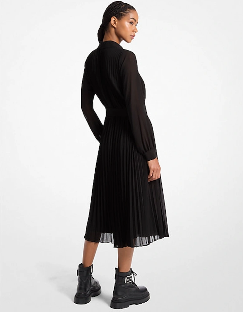 Pleated Georgette Shirtdress