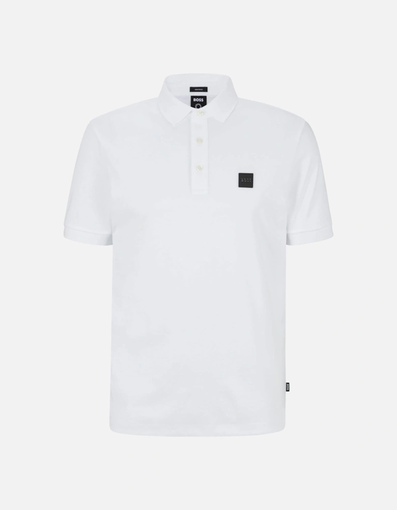 Boss Mens Plaque Logo Polo White