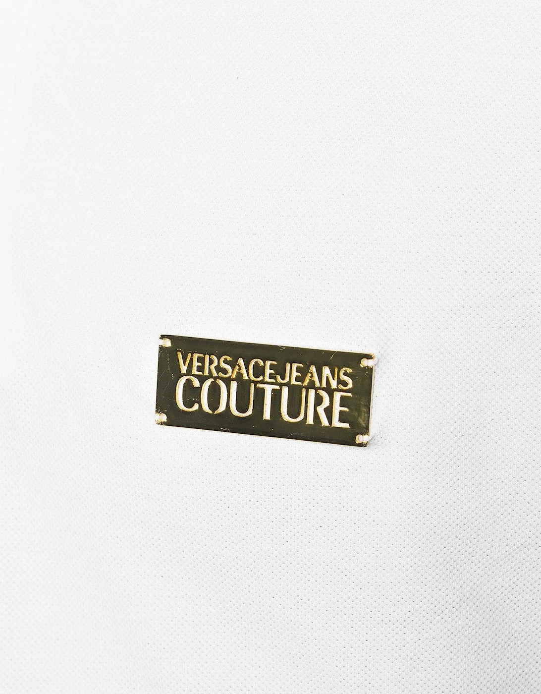 Metal Plaque Logo Polo Shirt - White