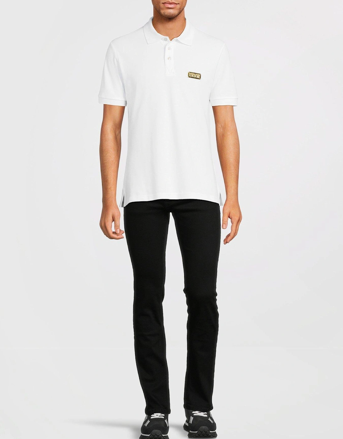 Metal Plaque Logo Polo Shirt - White