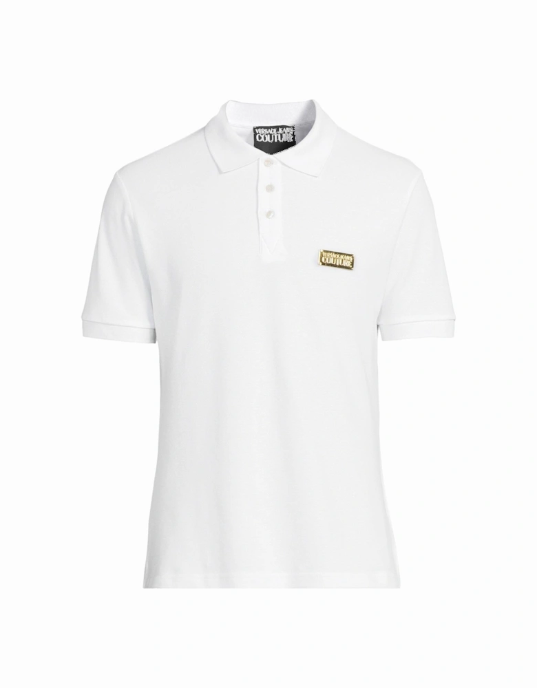 Metal Plaque Logo Polo Shirt - White