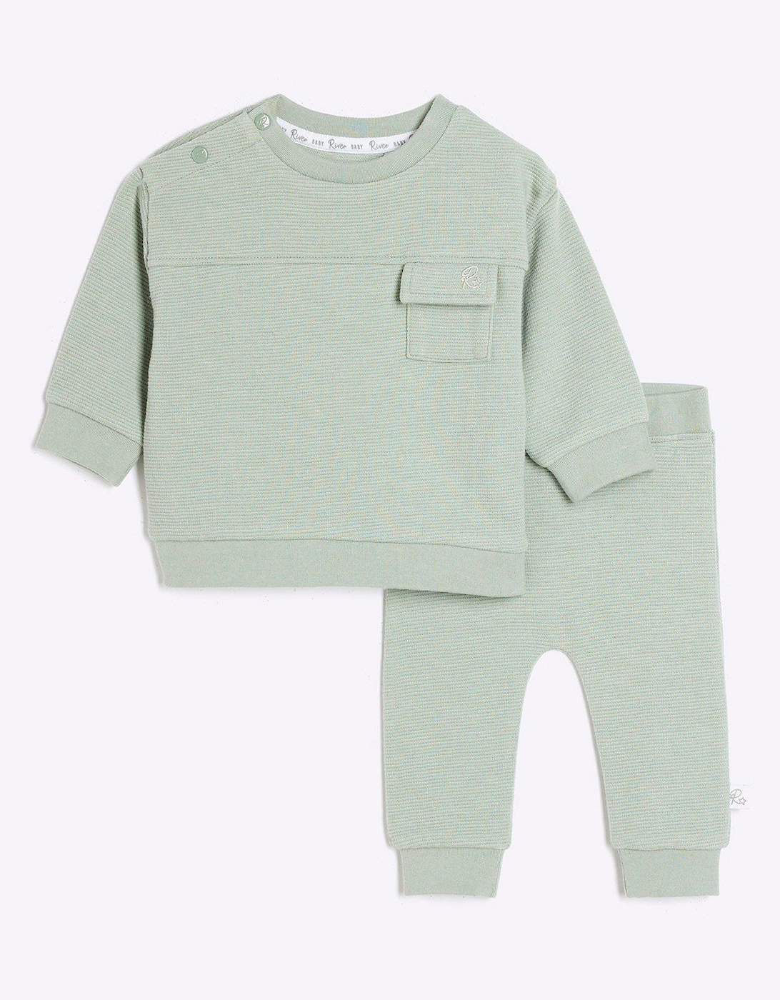 Baby Boys Ottoman Sweatshirt Set - Khaki, 6 of 5