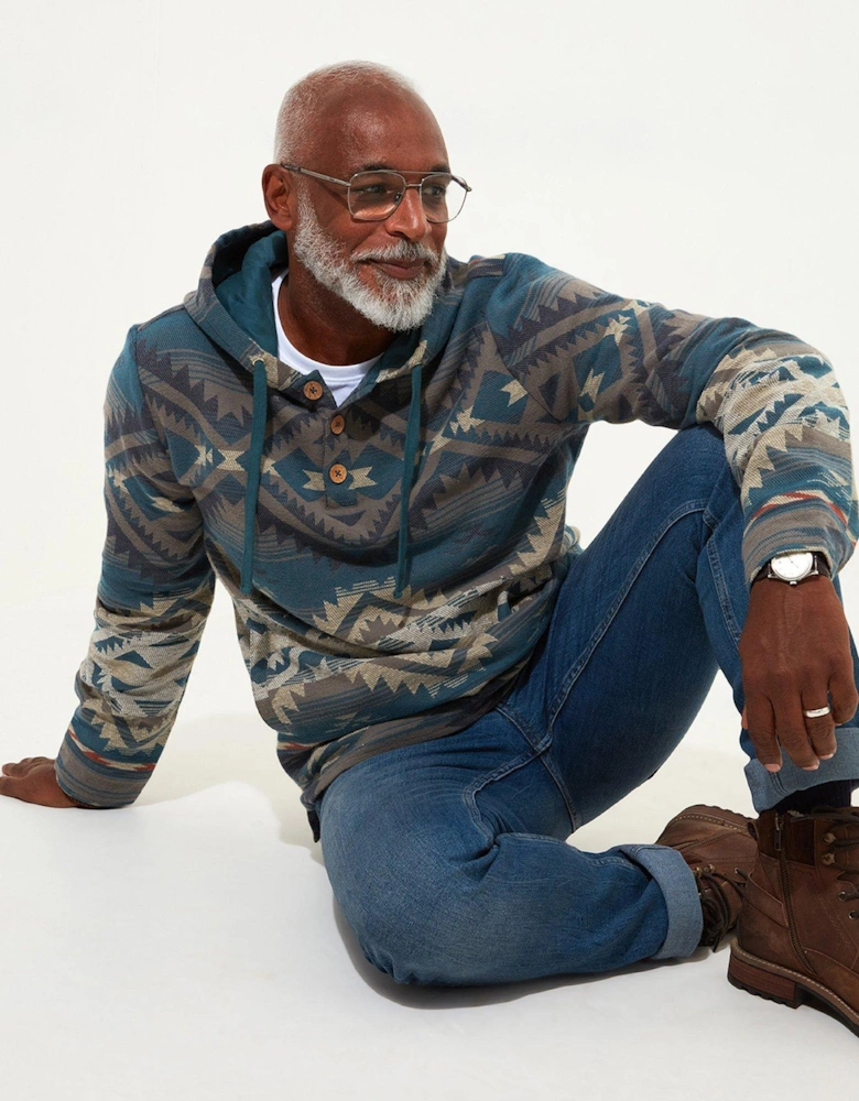 Unique Artisan Woven Hoodie - Blue