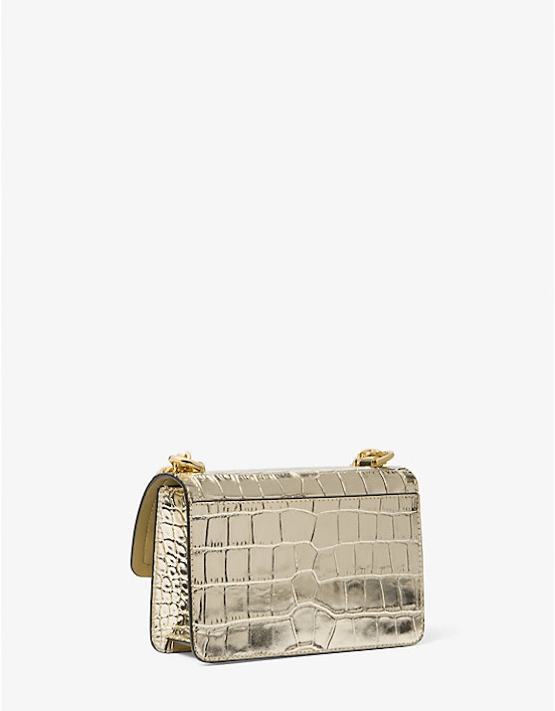 Heather Extra-Small Metallic Crocodile Embossed Leather Crossbody Bag