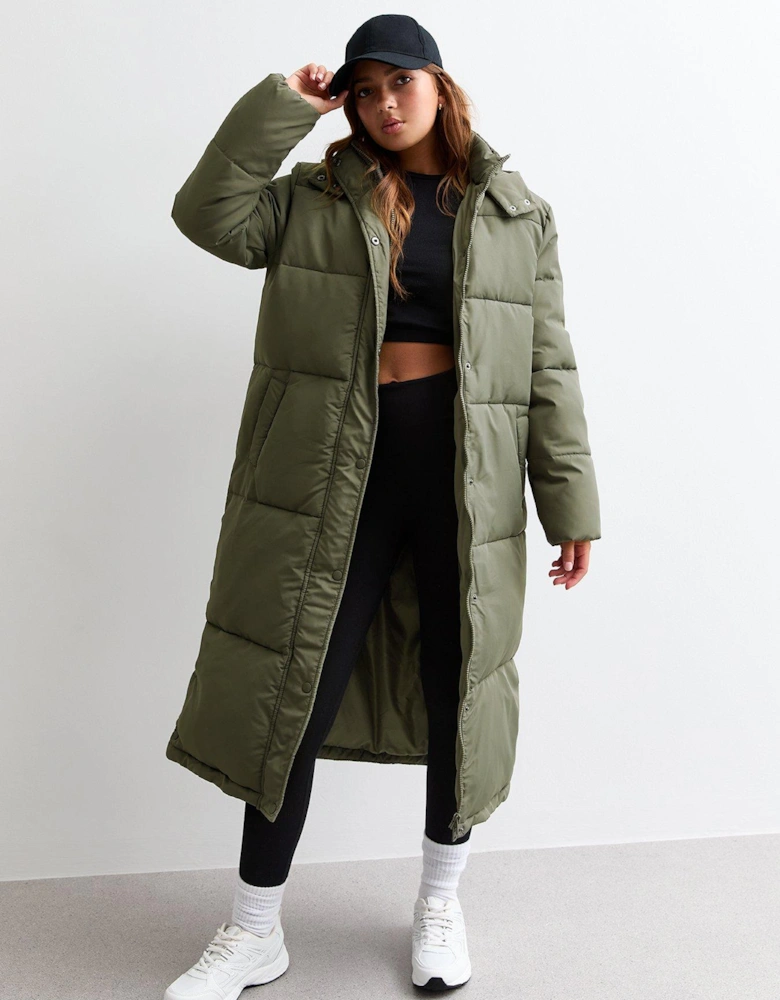 Girls Khaki Tiered Shell Coat