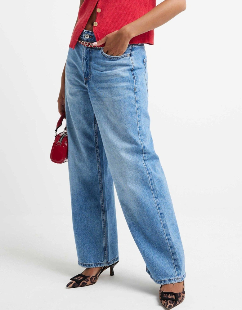 Petite Relaxed Straight Fit Jeans - Blue