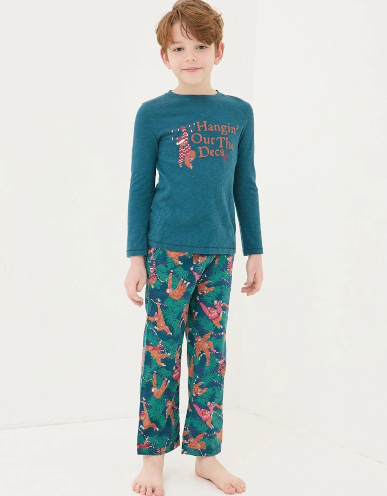 Boys Orangutan Pyjama Set - Blue