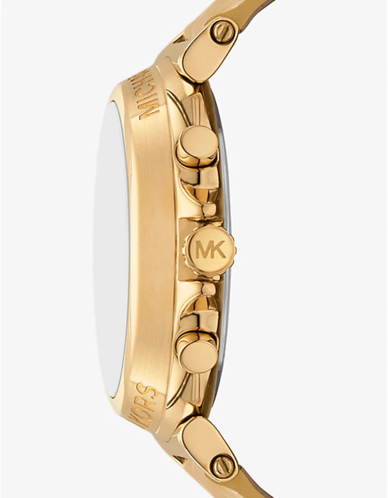 Oversized Maren Gold-Tone and Metallic Crocodile Embossed Leather Watch