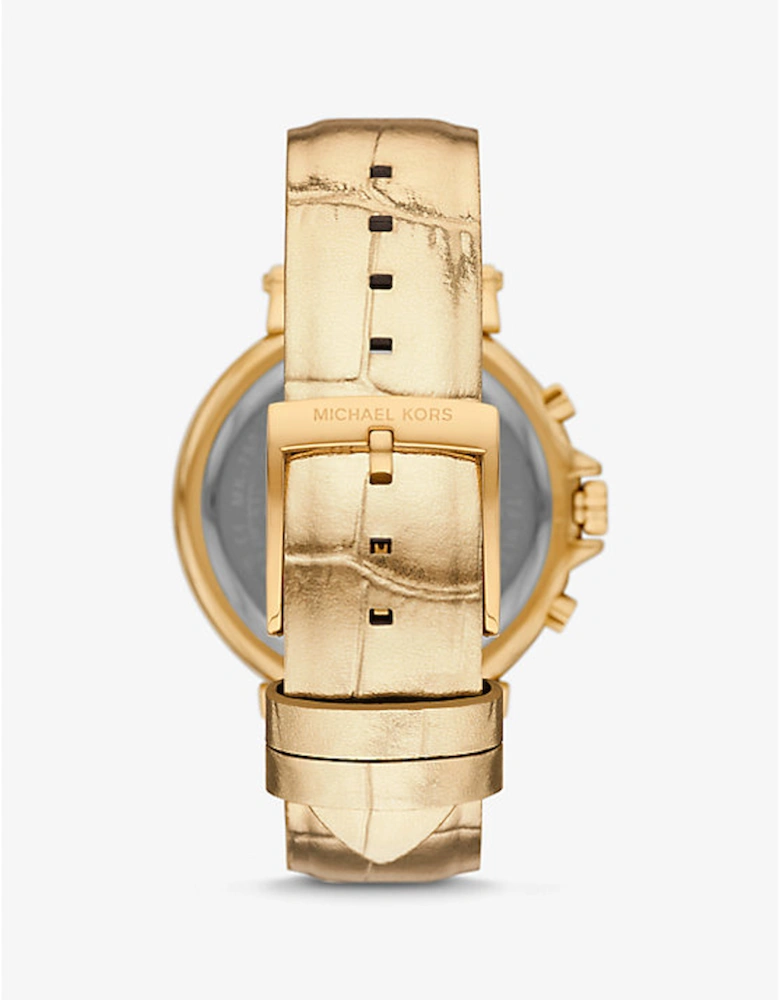 Oversized Maren Gold-Tone and Metallic Crocodile Embossed Leather Watch