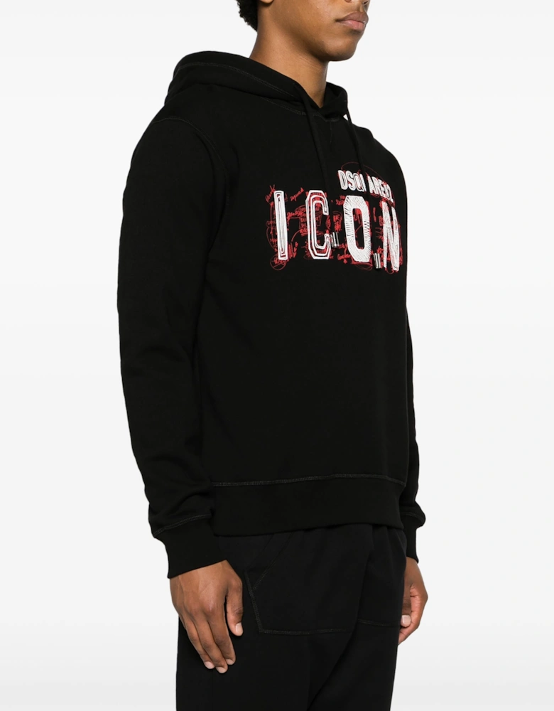 Icon Scribble Cool Fit Hoodie in Black