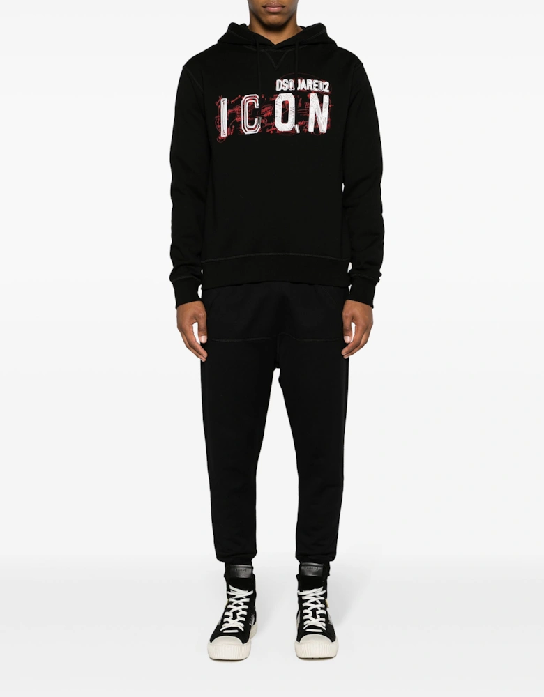 Icon Scribble Cool Fit Hoodie in Black