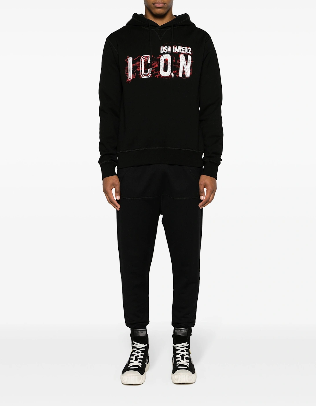 Icon Scribble Cool Fit Hoodie in Black