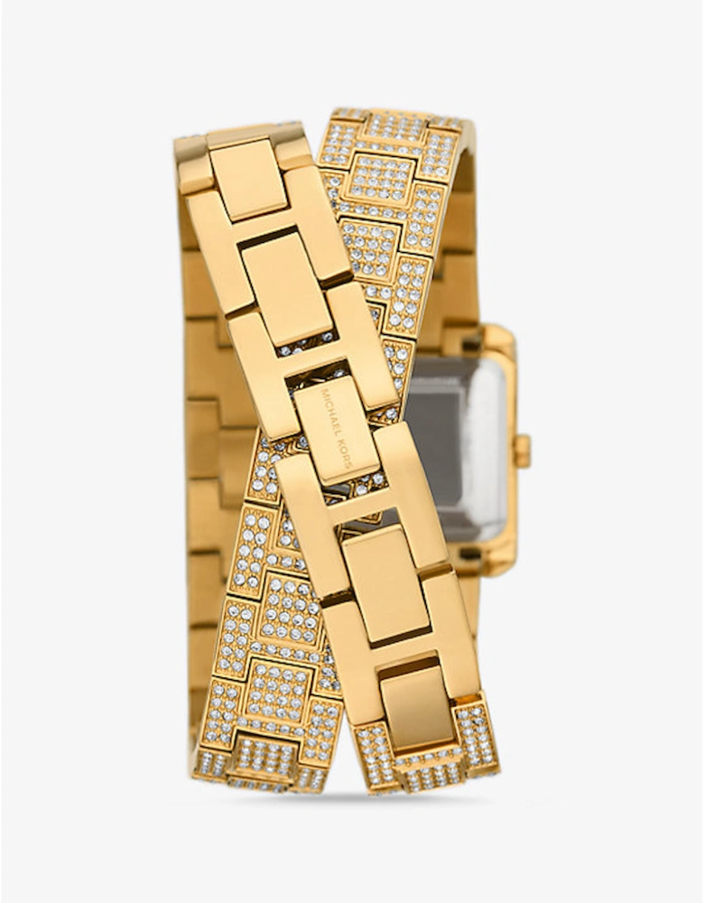Petite Emery Pavé Gold-Tone Double Wrap Watch