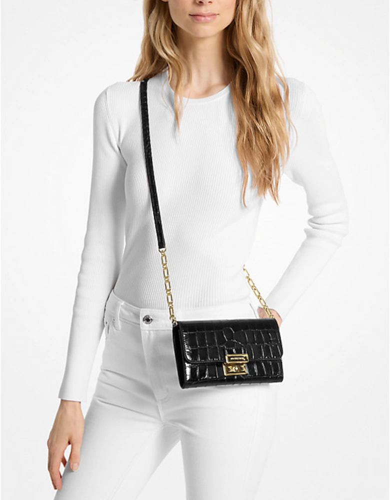 Tribeca Crocodile Embossed Leather Convertible Crossbody Bag