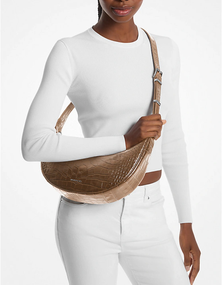 Avra Medium Crocodile Embossed Leather Crossbody Bag