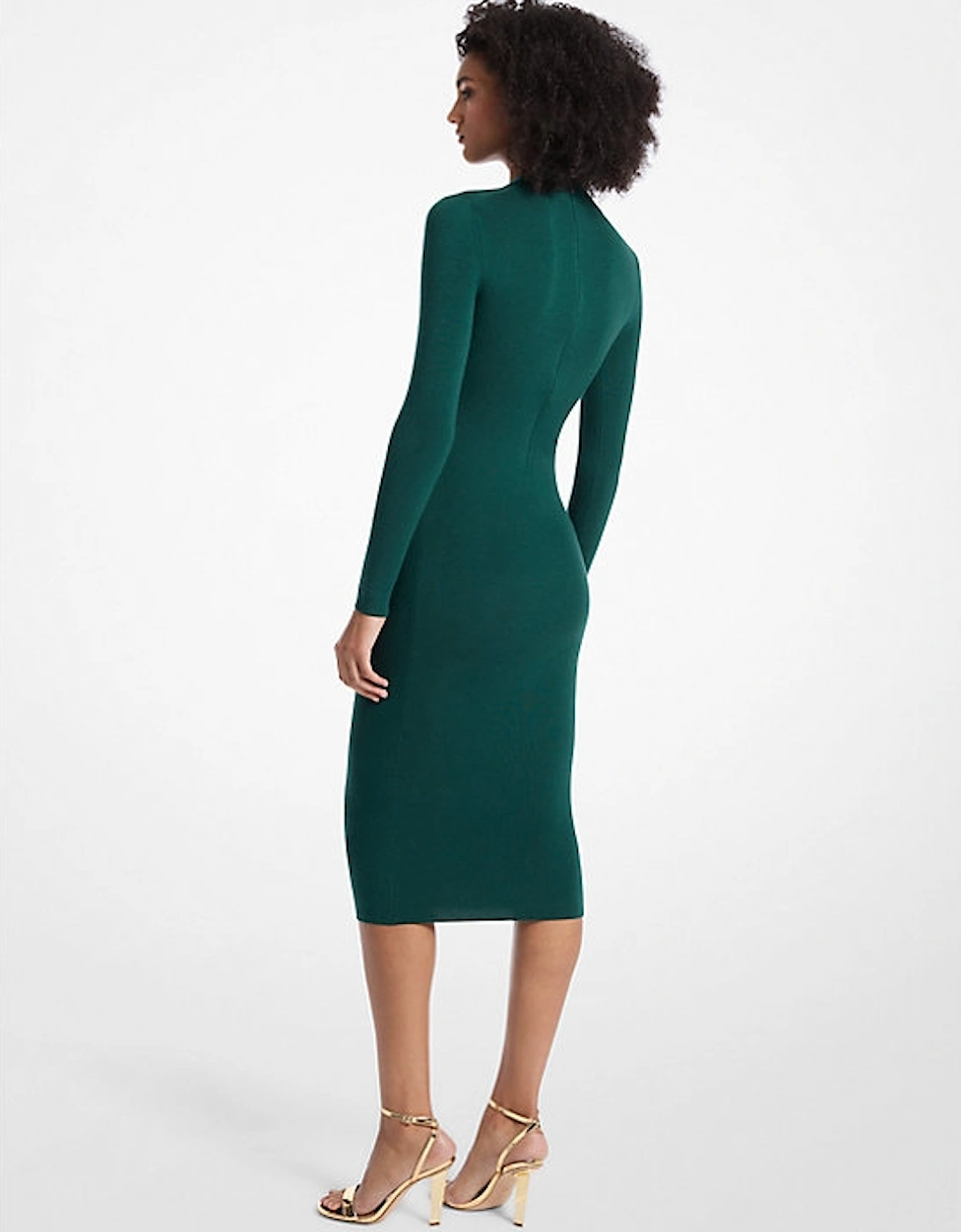 Stretch Wool Blend Mock Neck Dress