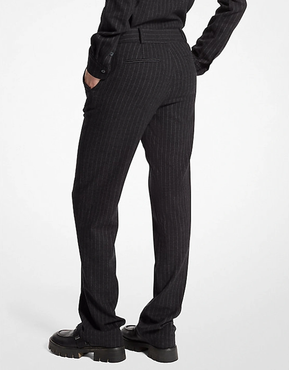 Pinstripe Wool Blend Pants