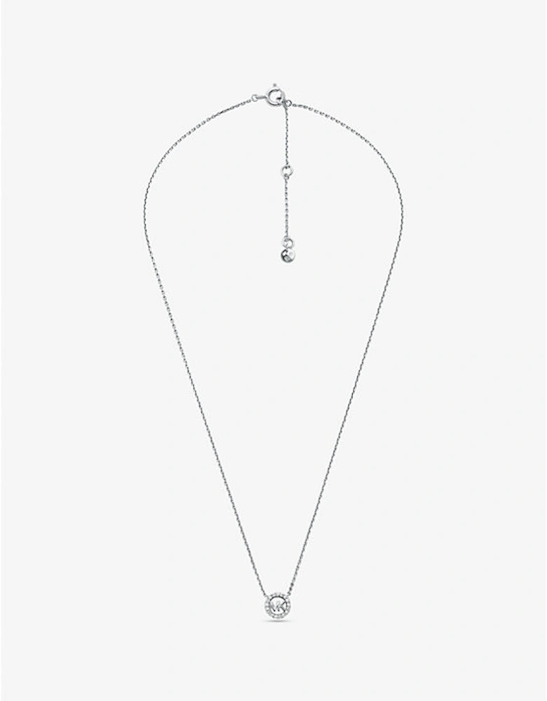 Fulton Precious-Metal Plated Sterling Silver Pavé Logo Charm Necklace