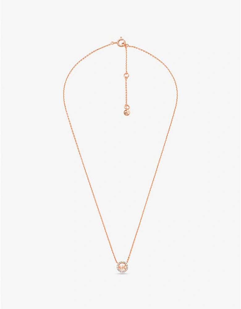 Fulton Precious-Metal Plated Sterling Silver Pavé Logo Charm Necklace