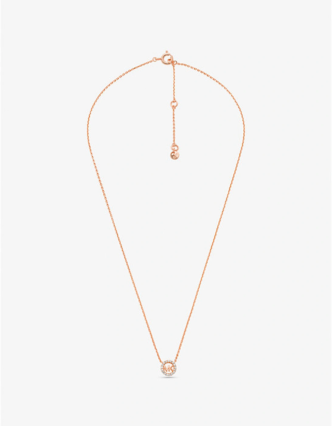 Fulton Precious-Metal Plated Sterling Silver Pavé Logo Charm Necklace