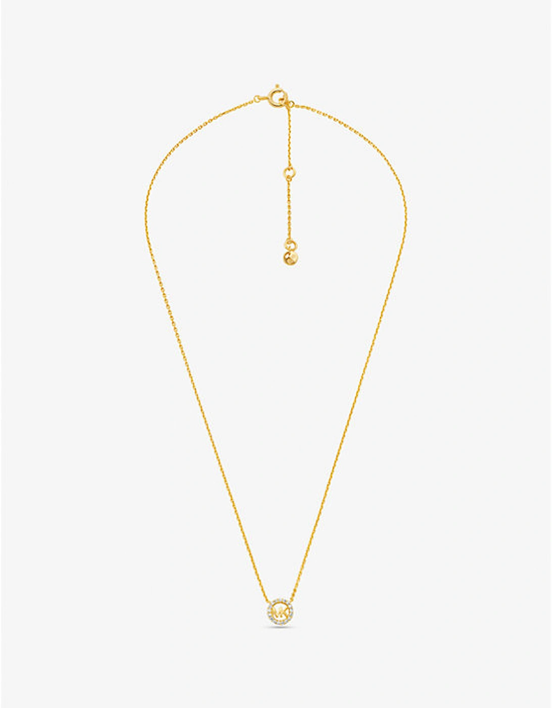 Fulton Precious-Metal Plated Sterling Silver Pavé Logo Charm Necklace