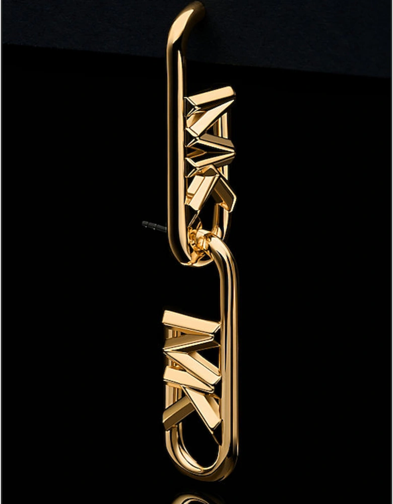 Precious Metal-Plated Brass Empire Logo Earrings