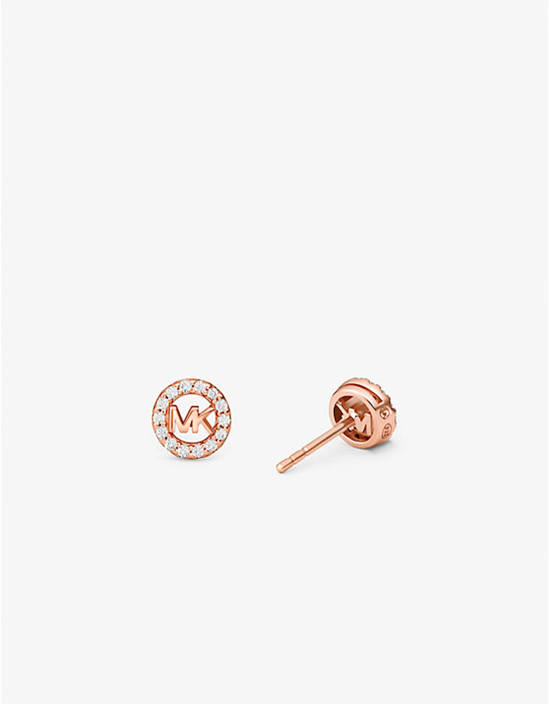 Fulton Precious-Metal Plated Sterling Silver Pavé Logo Charm Stud Earrings