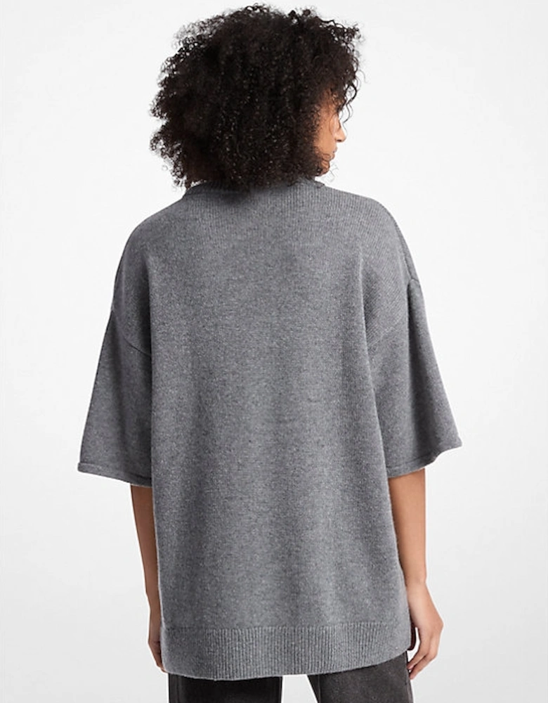 Wool and Cashmere Blend Short-Sleeve Sweater