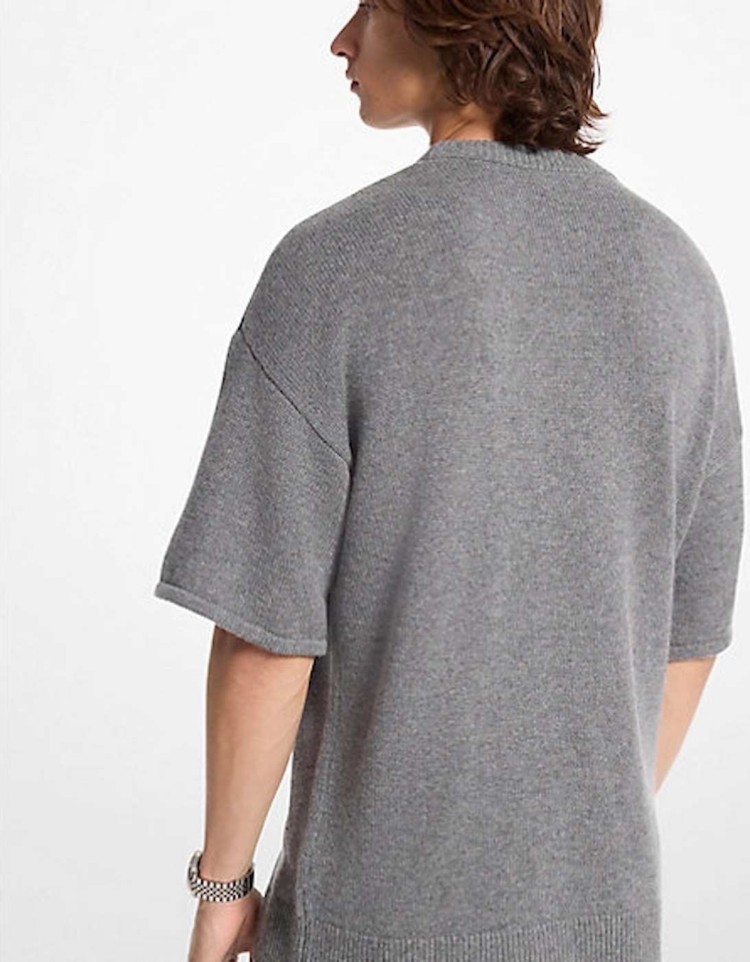 Wool and Cashmere Blend Short-Sleeve Sweater