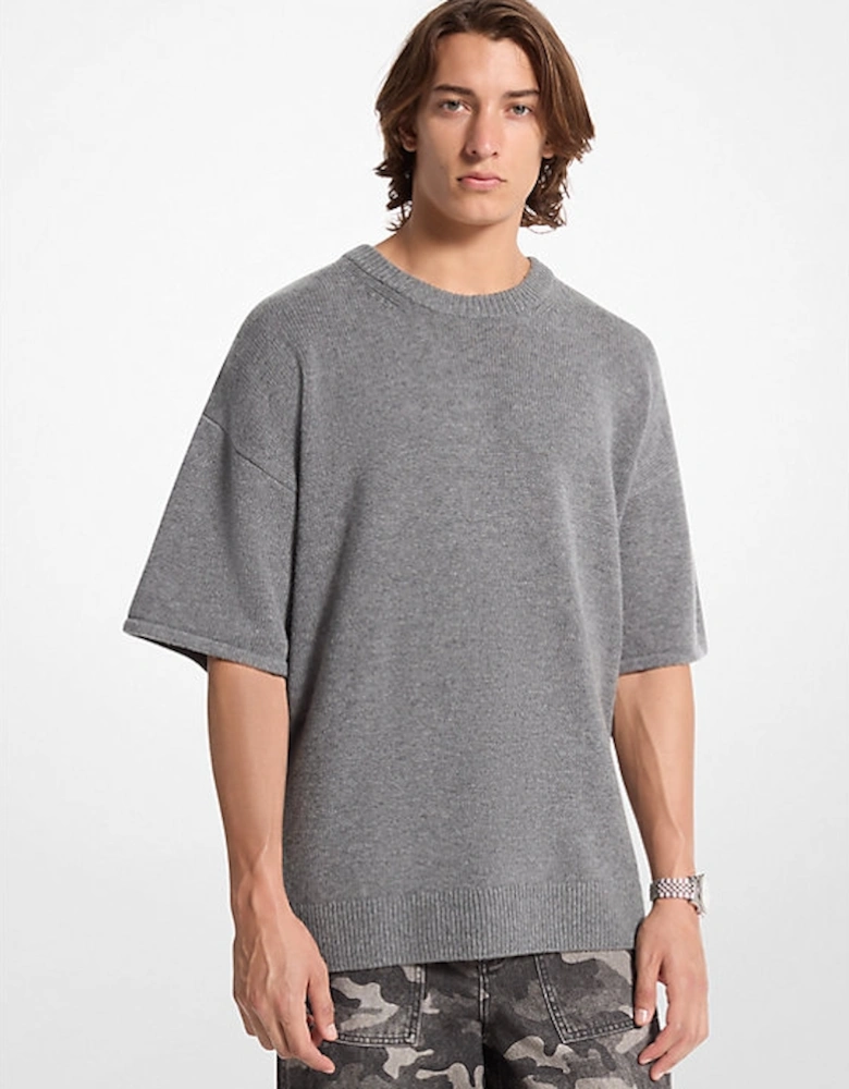 Wool and Cashmere Blend Short-Sleeve Sweater