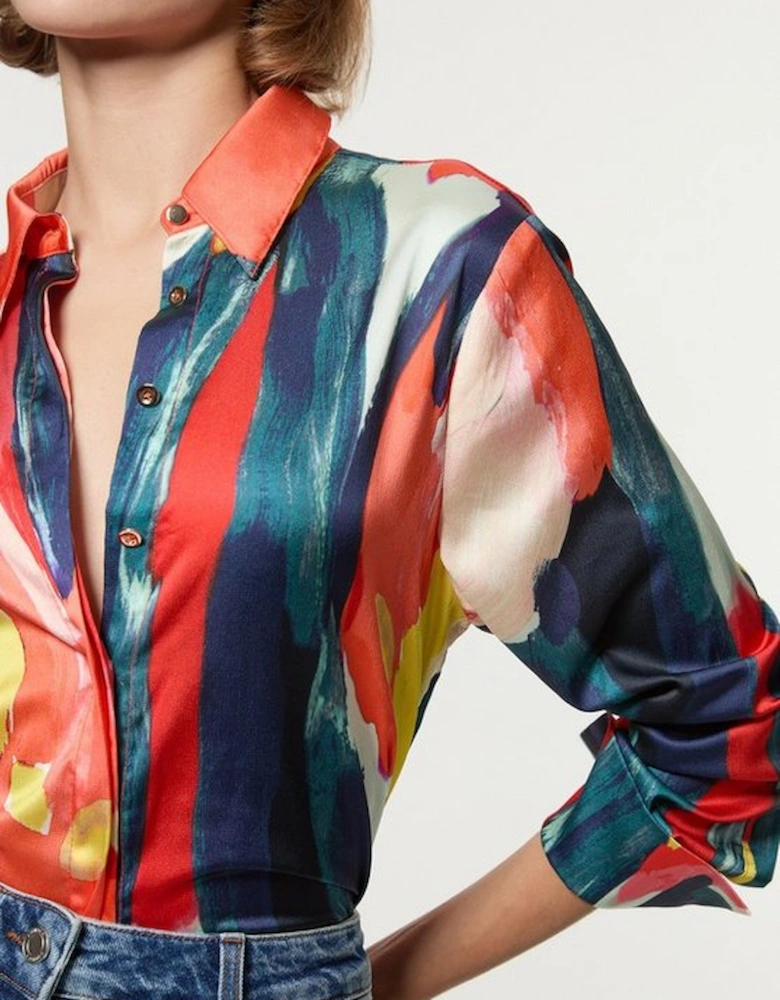 Tall Satin Printed Woven Shirt