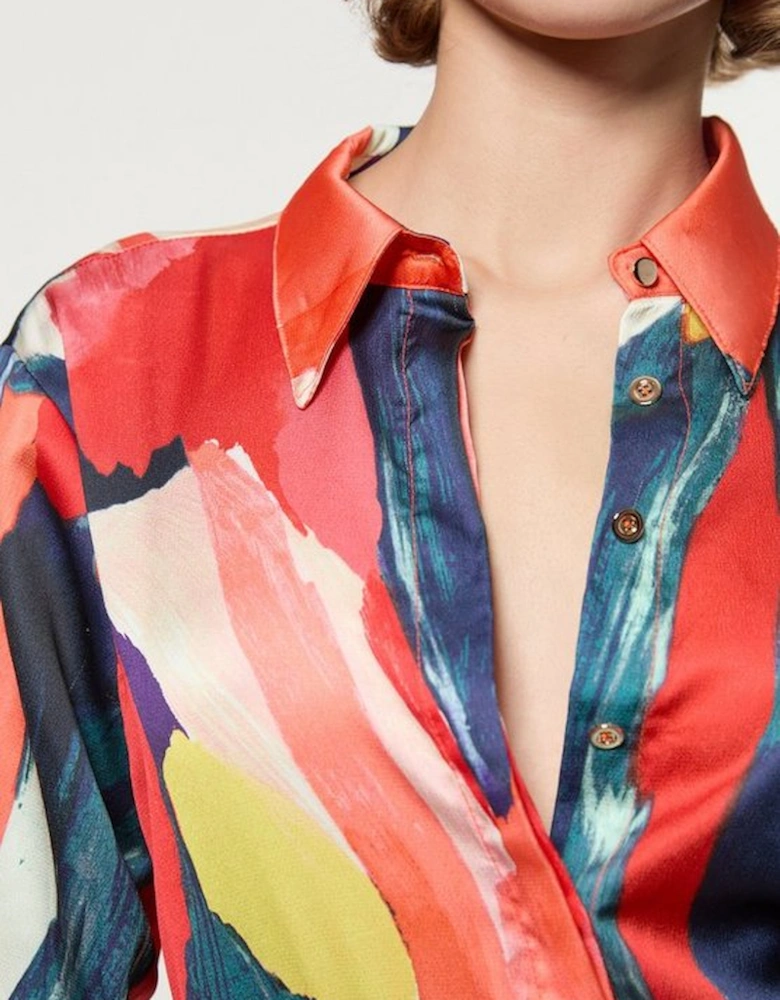 Tall Satin Printed Woven Shirt