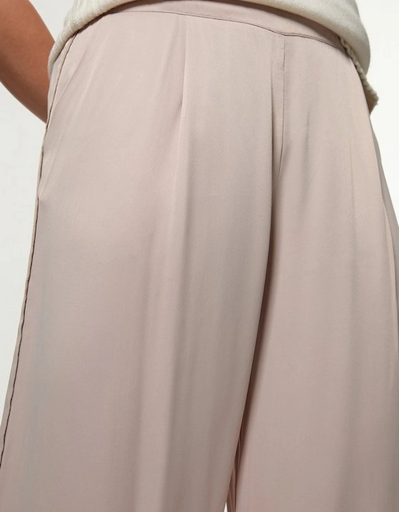 Plus Size Viscose Satin Wide Leg Woven Trouser