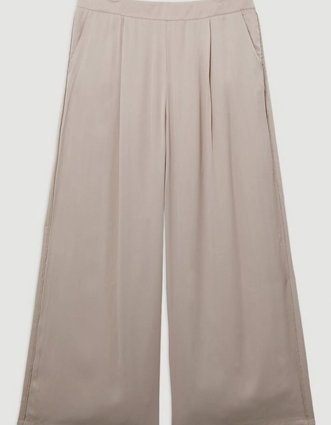 Plus Size Viscose Satin Wide Leg Woven Trouser