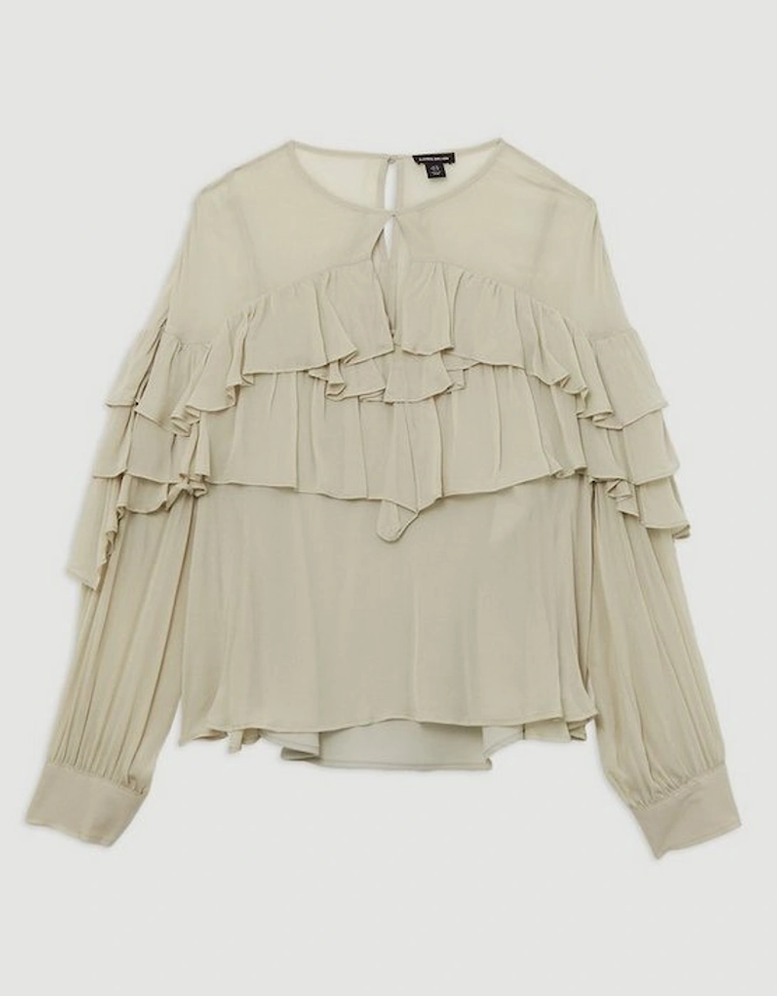 Plus Size Drama Ruffle Viscose Georgette Woven Blouse