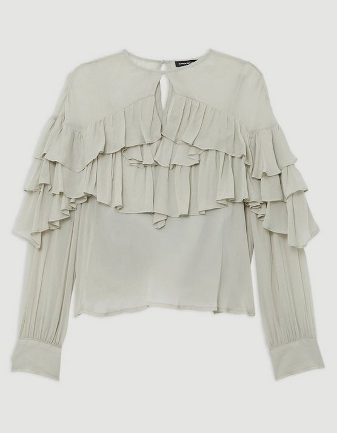 Drama Ruffle Viscose Georgette Woven Blouse