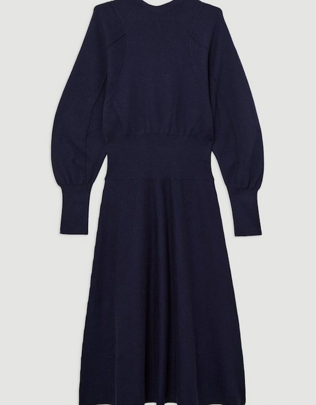 Wool Look Rounded Sleeve Knit Midi Dress