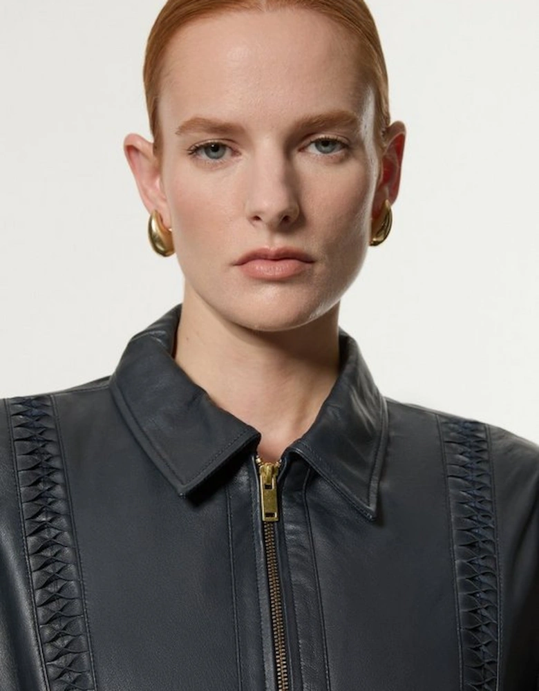 Leather Twist Detail Jacket