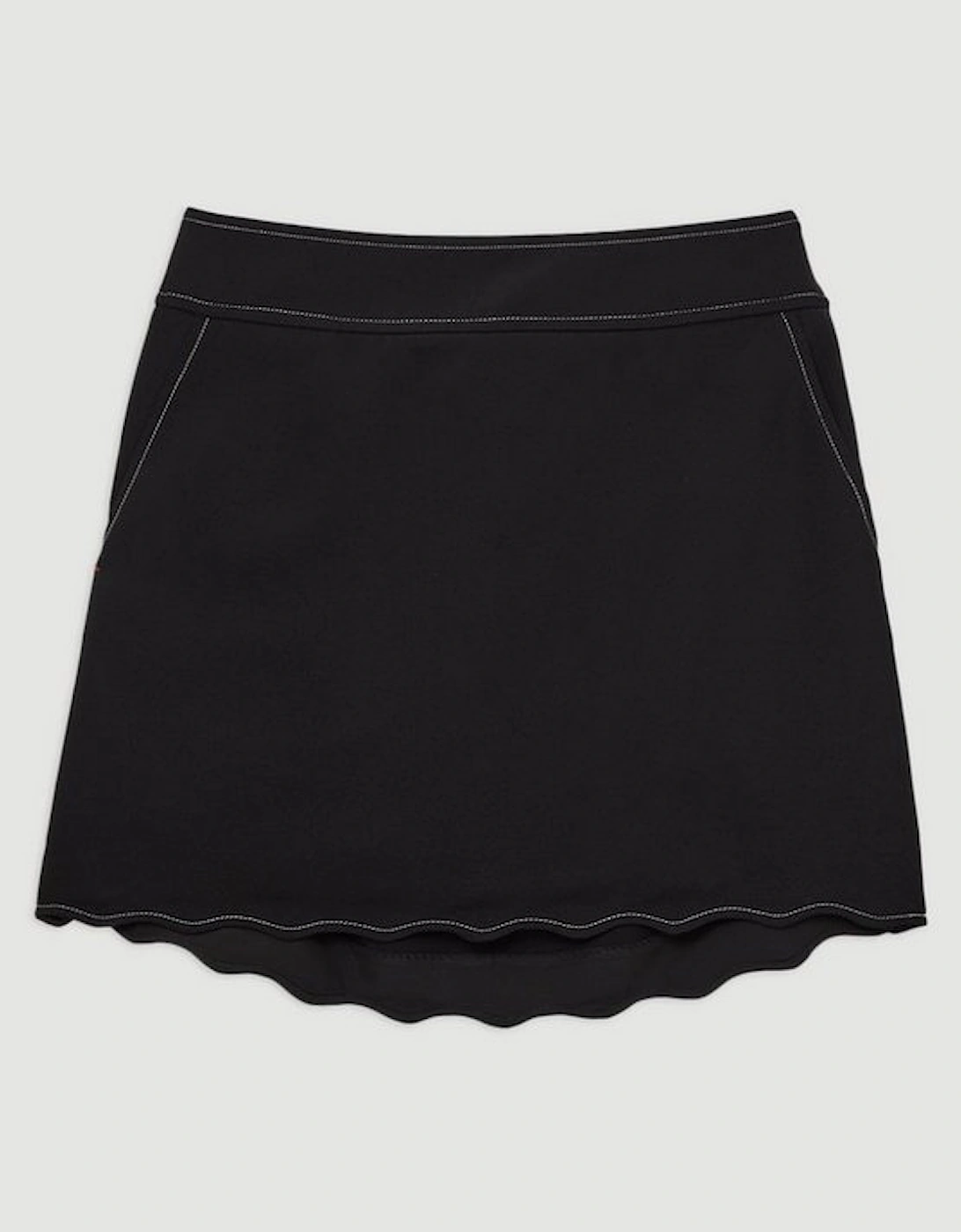 Scallop Trim Woven Crepe Skirt