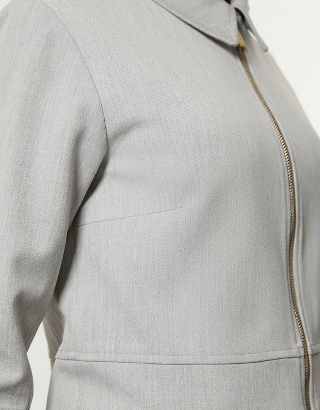 Technical Crepe Tailored  Metal Zip Detail Jacket