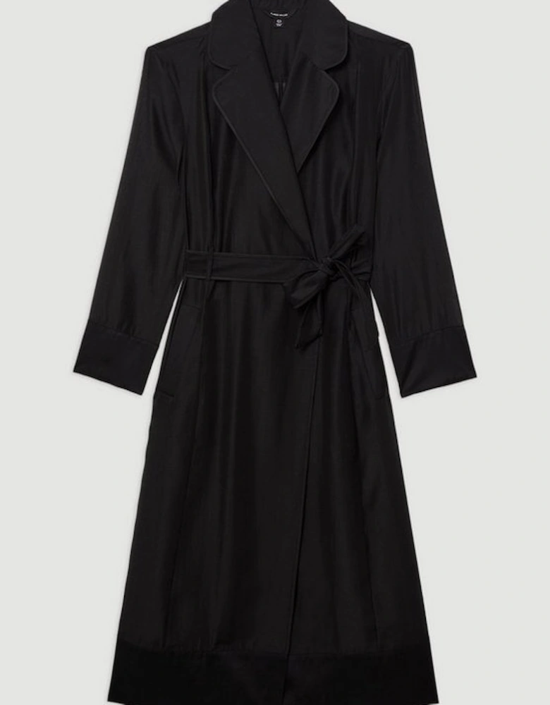 Petite Organza And Satin Mix Tailored Sheer Trench Coat