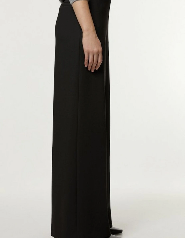 Compact Stretch Tailored Wide Leg Trousers